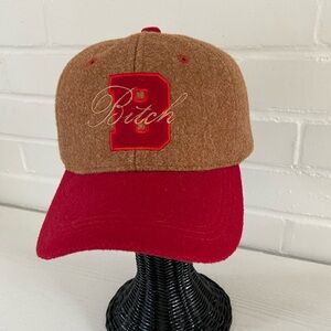 Urban Outfitters Adjustable Brown and Red Embroidered Baseball Cap